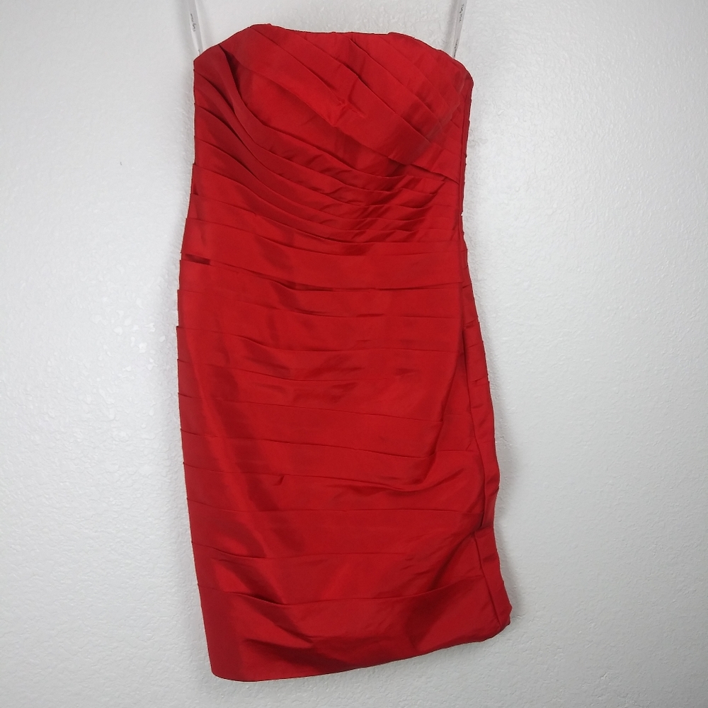 PRETTY MAIDS Red Strapless Bridesmaid Dress 4